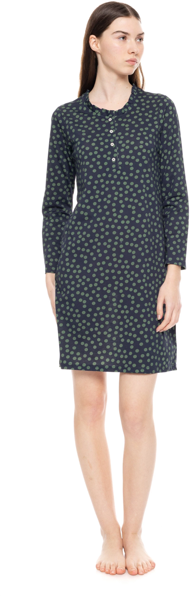 Γυναικείο Νυχτικό Pink Label - Mini - Κυπαρισσί πουά - Regular Fit - Cotton