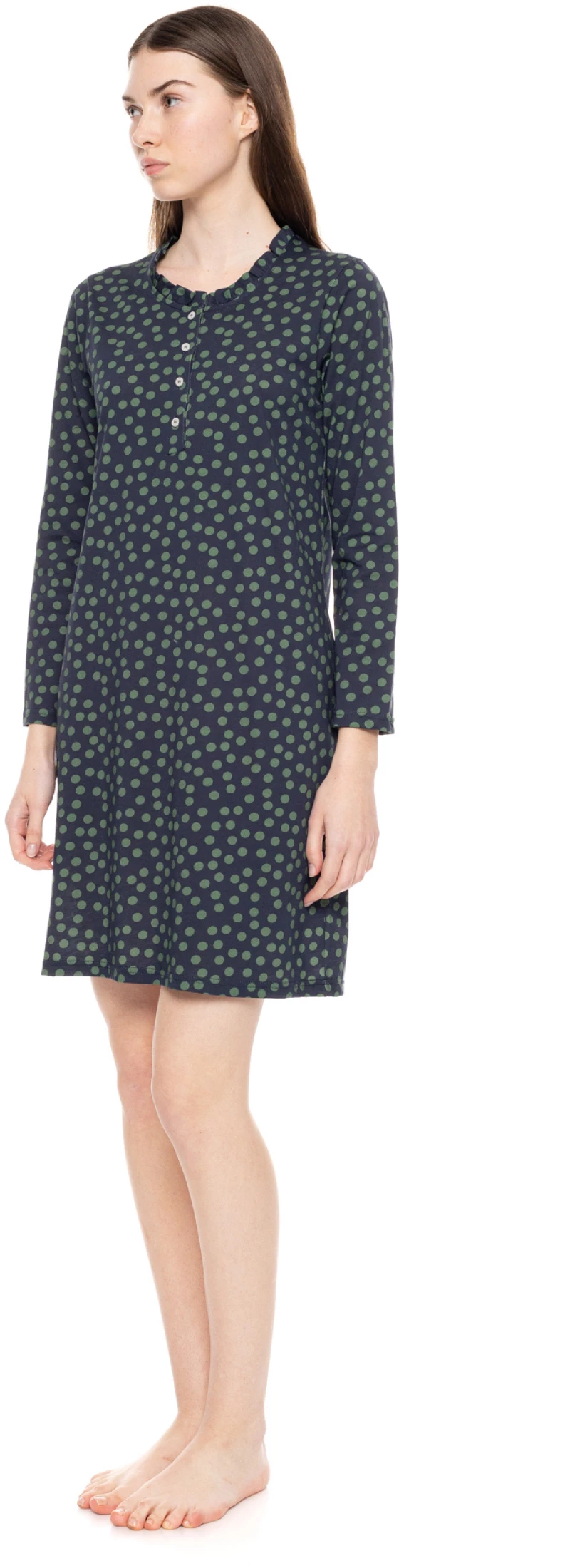 Γυναικείο Νυχτικό Pink Label - Mini - Κυπαρισσί πουά - Regular Fit - Cotton