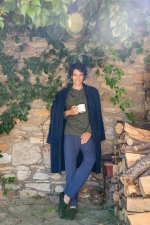 Ανδρική πυτζάμα ULISSE  - Λαδί πατιλέτα - Blue print παντελόνι - Regular Fit - Cotton