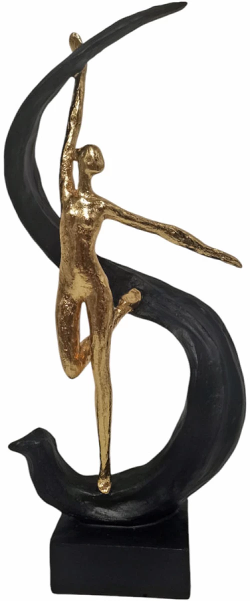 ΔΙΑΚΟΣΜΗΤΙΚΗ ΦΙΓΟΥΡΑ ΠΟΛΥΕΣΤΕΡΙΚΗ ΣΕ ΧΟΡΕΥΤΙΚΗ ΠΟΖΑ ΜΑΥΡΟ ΚΑΙ ΧΡΥΣΟ ΧΡΩΜΑ 16,4x9,8x39,4εκ.  - Ankor 844401