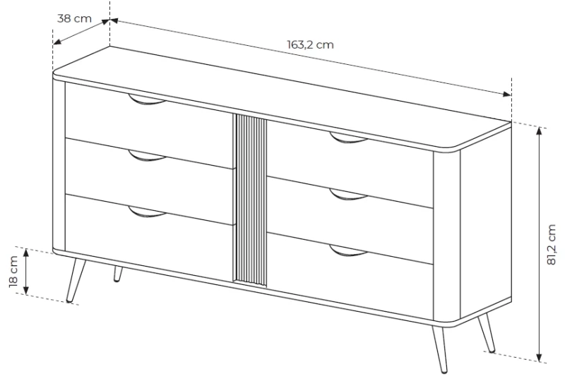 Συρταριέρα Veris σκούρη Βελανιδιά 163x81x38cm