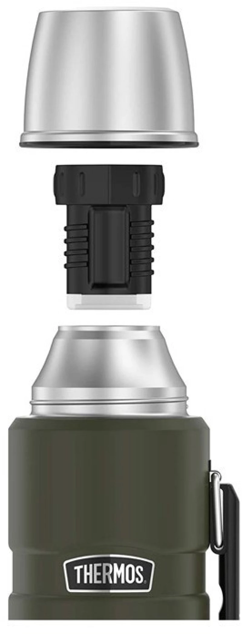 THERMOS 470 ml thermos flask with cup holder - army green