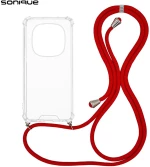 Θήκη Σιλικόνης με Κορδόνι Sonique Armor Clear Xiaomi Redmi Note 14 Pro 5G / Redmi Note 14 Pro Plus 5G / Poco X7 5G Κόκκινο