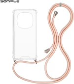 Θήκη Σιλικόνης με Κορδόνι Sonique Armor Clear Xiaomi Redmi Note 14 Pro 5G / Redmi Note 14 Pro Plus 5G / Poco X7 5G Ροζ Σατινέ