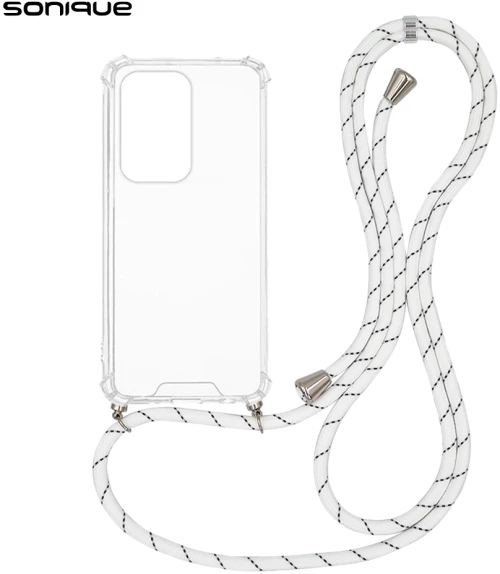 Θήκη Σιλικόνης με Κορδόνι Sonique Armor Clear Honor 200 Lite 5G Rainbow Λευκό