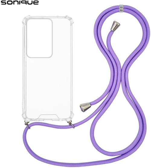 Θήκη Σιλικόνης με Κορδόνι Sonique Armor Clear Realme C75 4G Λιλά