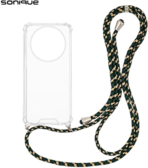 Θήκη Σιλικόνης με Κορδόνι Sonique Armor Clear Realme 14 Pro Plus 5G Rainbow Πράσινο