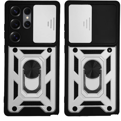 Θήκη Ring Armor CamPro Sonique για Samsung Galaxy S25 Ultra Ασημί