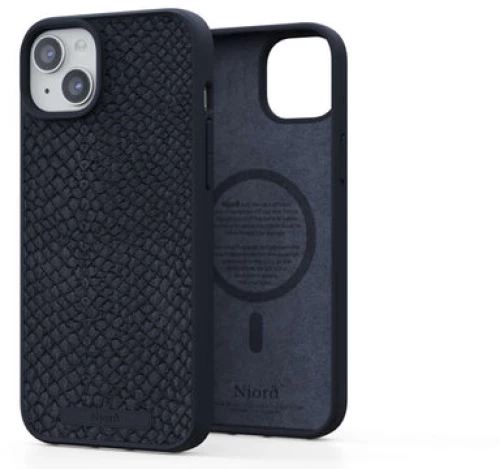 Njord "salmon leather magsafe" cover for apple iphone 15 pro max, black