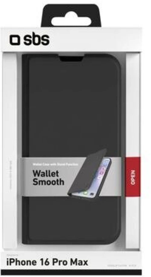 Sbs wallet case for iphone 16 pro max, black