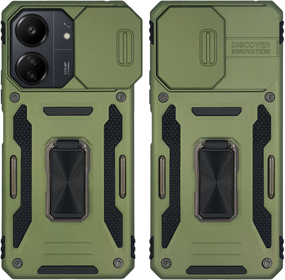 Θήκη Ring Armor CamShield Sonique για Xiaomi Redmi 13C 4G / Redmi 13C 5G / Poco C65 4G Χακί