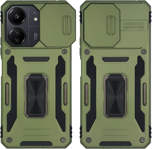 Θήκη Ring Armor CamShield Sonique για Xiaomi Redmi 13C 4G / Redmi 13C 5G / Poco C65 4G Χακί