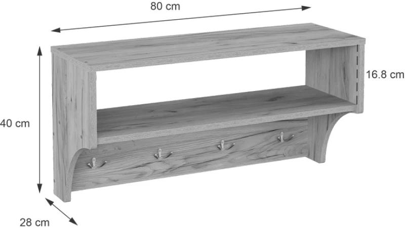 Κρεμάστρα Crosta pakoworld σε oak απόχρωση 80x28x40εκ