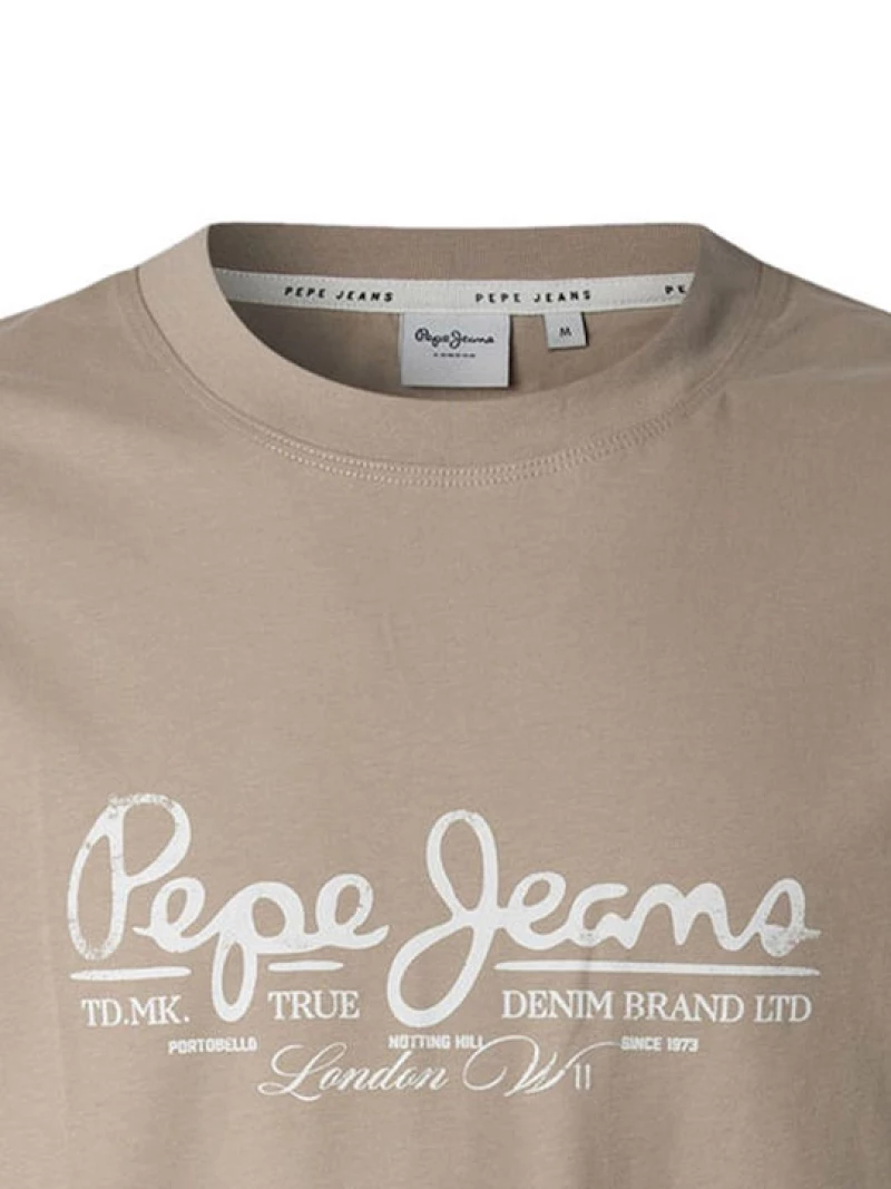 Pepe Jeans ανδρικό βαμβακερό regular t-shirt μπεζ PM509769-833 light beige