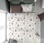 Σετ Σεντόνια Μονά 3τμχ (160x240) Cloudy Bear 581 White-Olive βαμβακερά DimCol