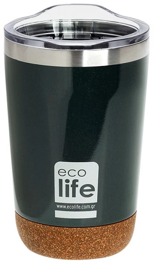 Ecolife Θερμός-Ποτήρι Για Καφέ 370ml Dark Green (Cork Bottom) 33-BO-4104