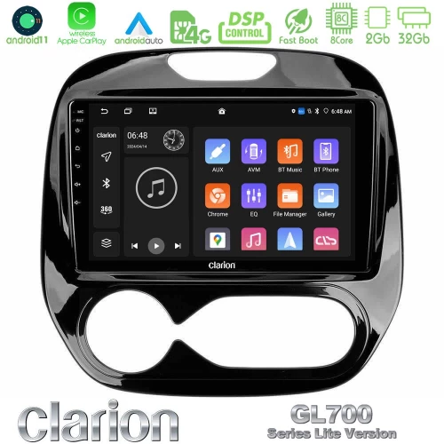 Clarion GL700 Lite Series 8Core Android11 2+32GB Renault Captur 2013-2019 Navigation Multimedia Tablet 9" Με Carplay & Android Auto