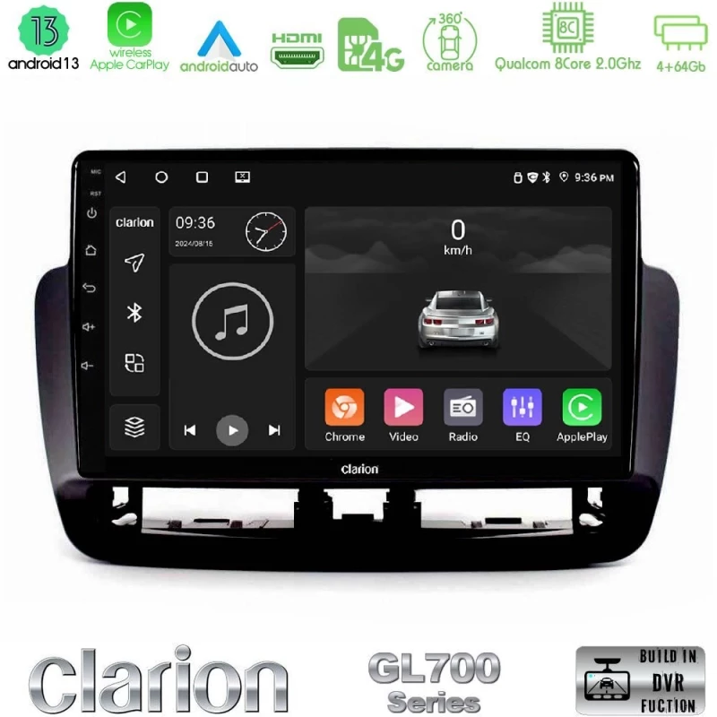 Clarion GL700 Series 8Core Android13 4+64GB Seat Ibiza 2012-2015 Navigation Multimedia Tablet 9" Με Carplay & Android Auto
