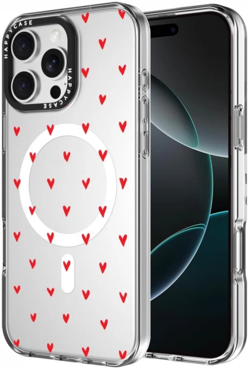 Θήκη iPhone 16 Pro Max HappyCase Joy Διάφανη Σκληρή με MagSafe - Love Hearts (8719246462467)