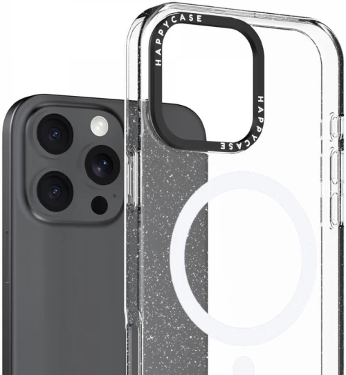 Θήκη iPhone 16 Pro HappyCase Joy Διάφανη Σκληρή με MagSafe - Sparkle Glitter (8719246462337)