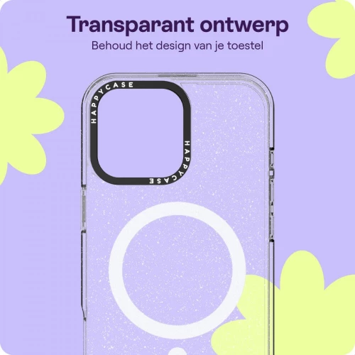 Θήκη iPhone 16 Pro HappyCase Joy Διάφανη Σκληρή με MagSafe - Sparkle Glitter (8719246462337)