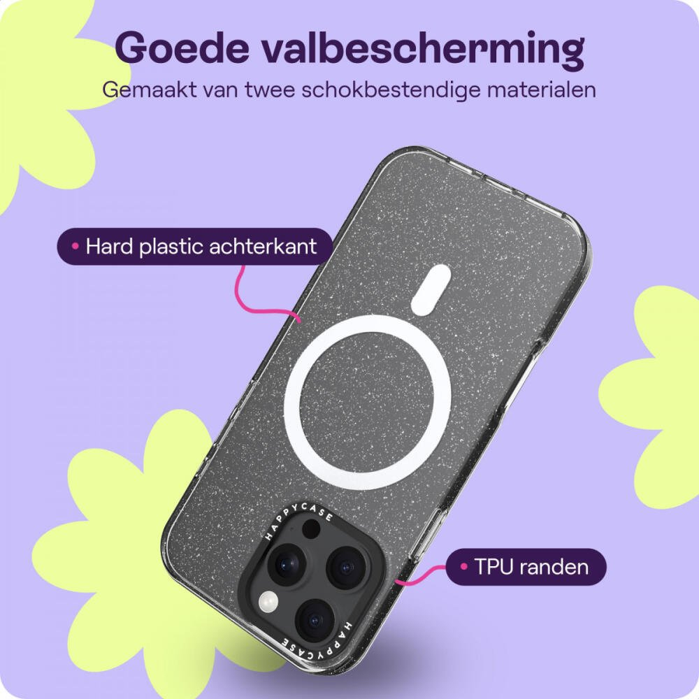 Θήκη iPhone 16 Pro HappyCase Joy Διάφανη Σκληρή με MagSafe - Sparkle Glitter (8719246462337)