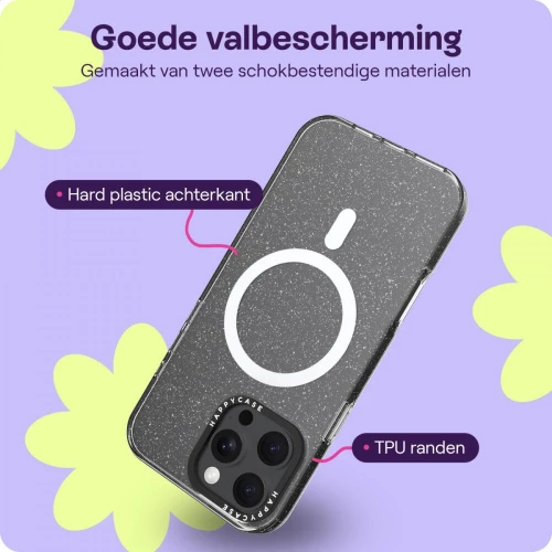 Θήκη iPhone 16 Pro HappyCase Joy Διάφανη Σκληρή με MagSafe - Sparkle Glitter (8719246462337)