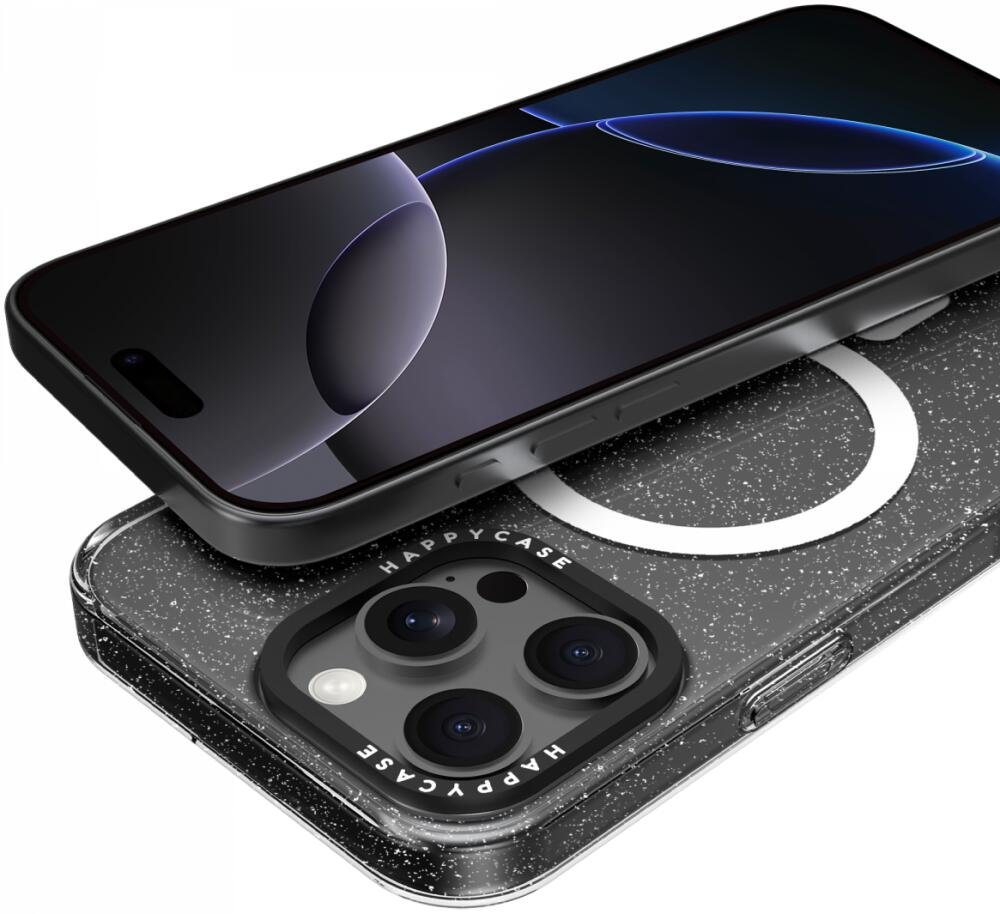 Θήκη iPhone 16 Pro HappyCase Joy Διάφανη Σκληρή με MagSafe - Sparkle Glitter (8719246462337)