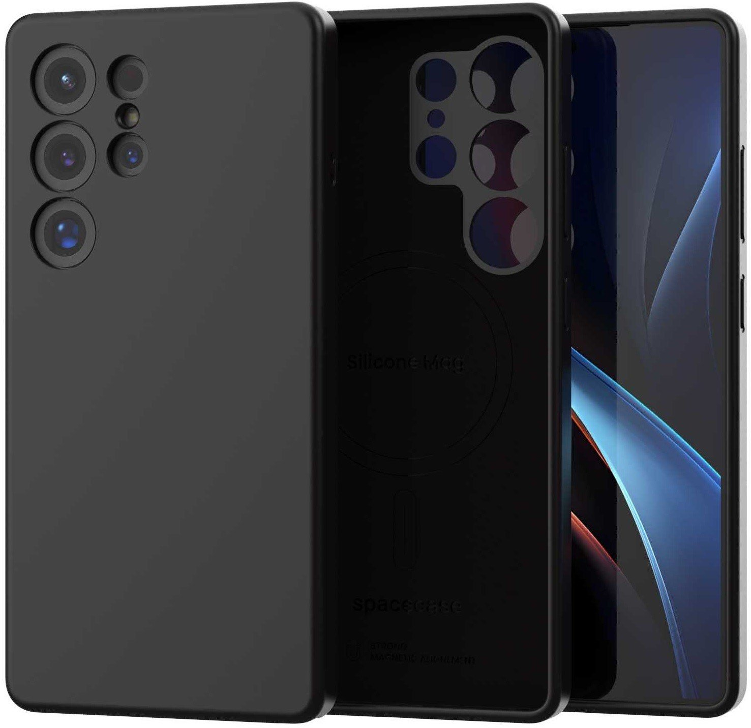 Θήκη Samsung Galaxy S25 Ultra Spacecase Silicone Magnetic Case Σιλικόνης με MagSafe - Black (5905719114213)