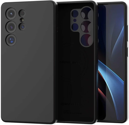 Θήκη Samsung Galaxy S25 Ultra Spacecase Silicone Magnetic Case Σιλικόνης με MagSafe - Black (5905719114213)