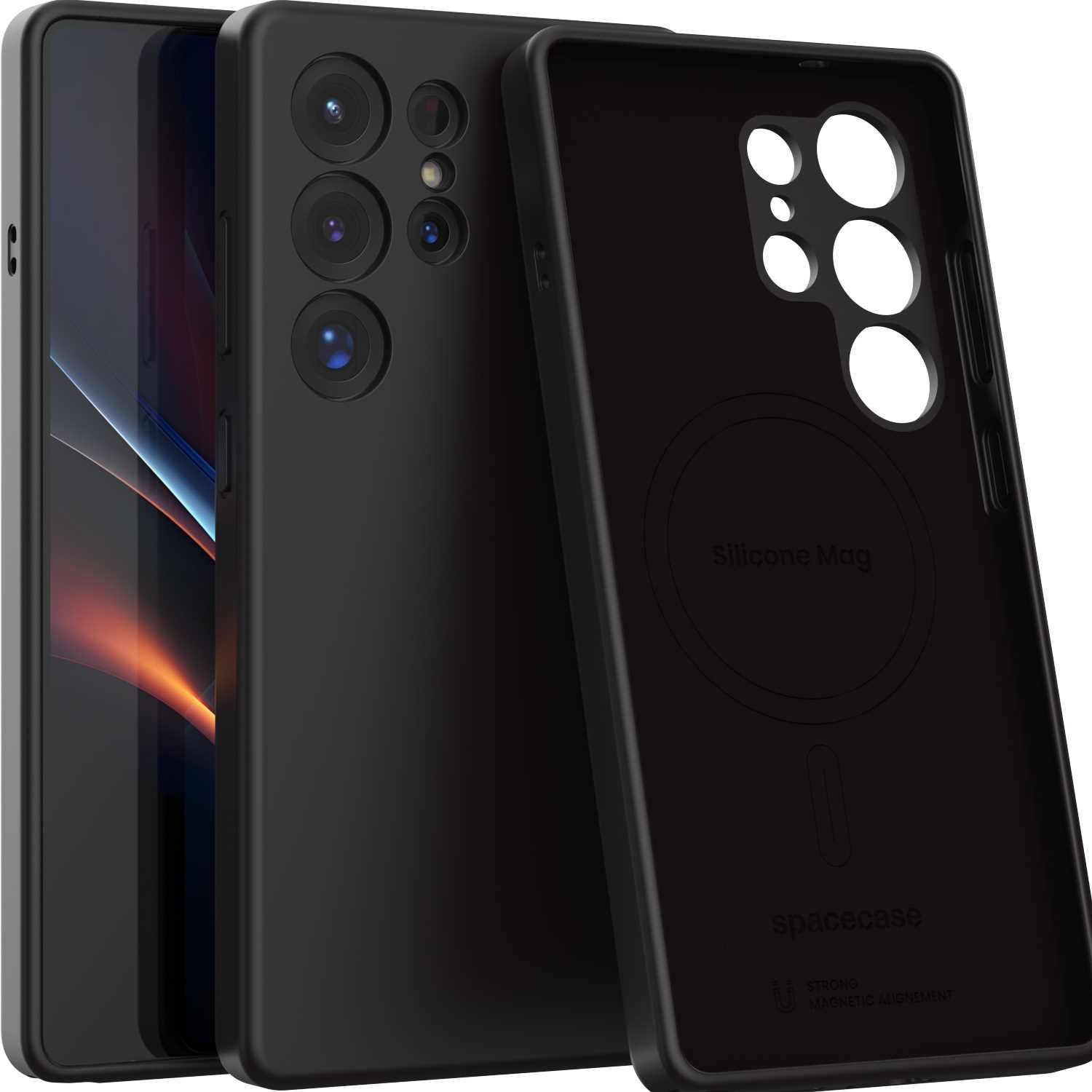 Θήκη Samsung Galaxy S25 Ultra Spacecase Silicone Magnetic Case Σιλικόνης με MagSafe - Black (5905719114213)
