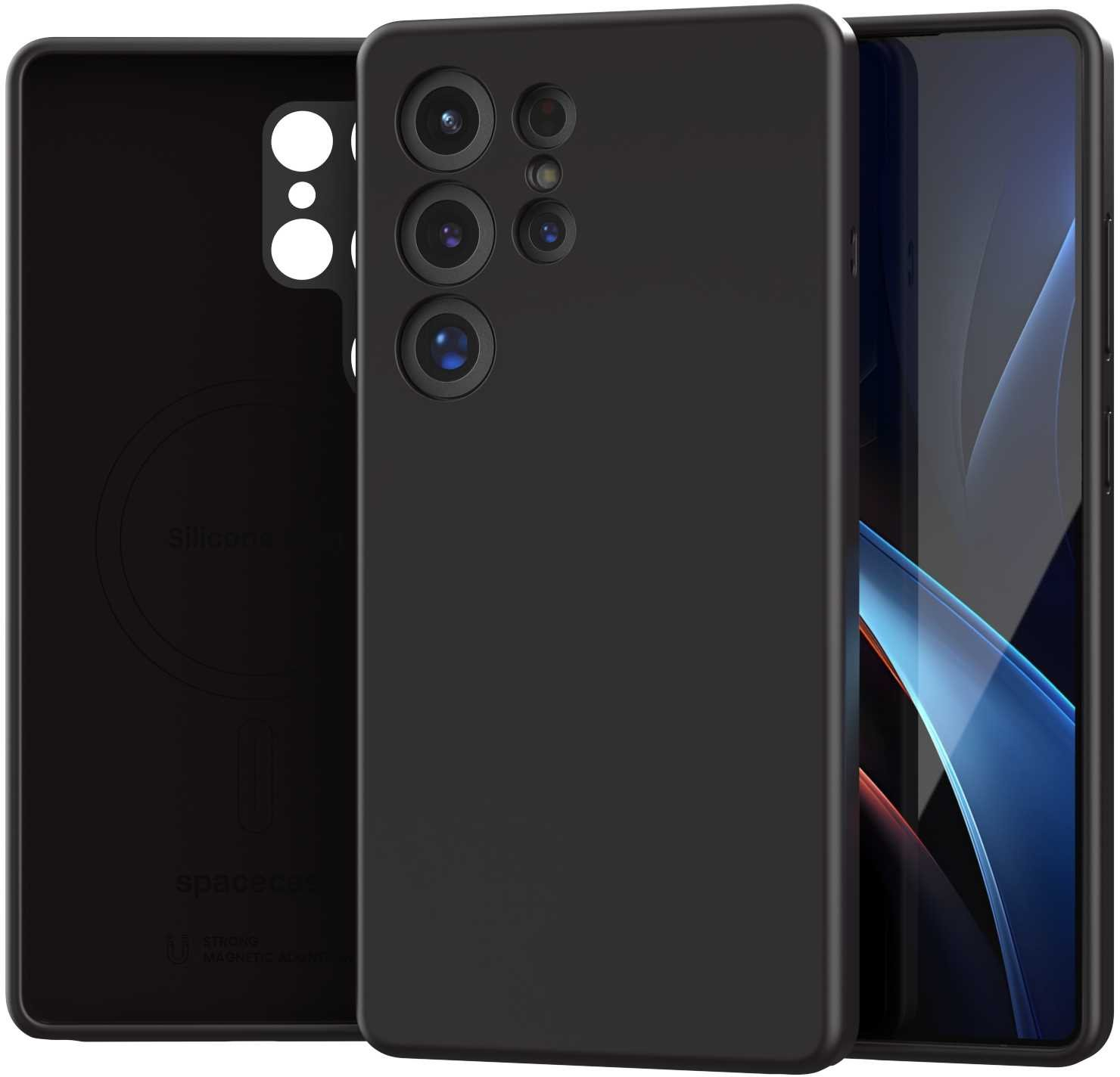 Θήκη Samsung Galaxy S25 Ultra Spacecase Silicone Magnetic Case Σιλικόνης με MagSafe - Black (5905719114213)