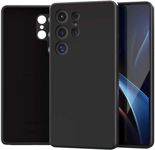 Θήκη Samsung Galaxy S25 Ultra Spacecase Silicone Magnetic Case Σιλικόνης με MagSafe - Black (5905719114213)