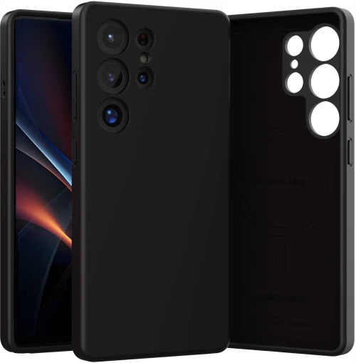 Θήκη Samsung Galaxy S25 Ultra Spacecase Silicone Magnetic Case Σιλικόνης με MagSafe - Black (5905719114213)