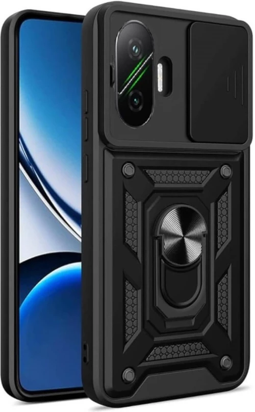 Θήκη Xiaomi Poco F7 Bodycell Armor Slide Ανθεκτική με Κάλυμμα για την Κάμερα & Μεταλλικό Ring Holder - Black (5206015082771)
