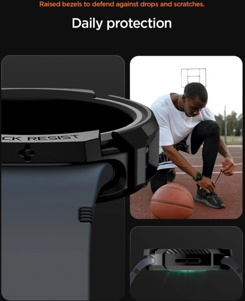 Θήκη Samsung Galaxy Watch 8 40mm Spigen Rugged Armor Ανθεκτική Σιλικόνης - Matte Black (ACS10004)