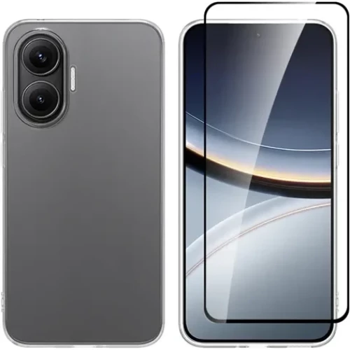 Θήκη & Tempered Glass Xiaomi Poco F7 Vivid Set Gelly Case Σετ Διάφανη Σιλικόνης & Full Face Αντιχαρακτικό Γυαλί Προστασίας Οθόνης - Transparent / Black (VIGELLY476GLASSBK)