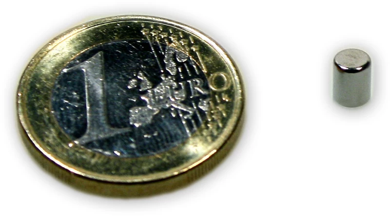 Μαγνήτης Κύλινδρος Φ5x6mm Νεοδυμίου Δύναμη Έλξης 1kg
