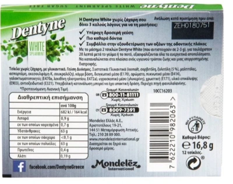 Dentyne White Spearmint 12τμχ