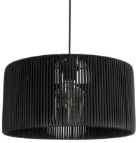 KYCLOS 203-0048 Boho Κρεμαστό Φωτιστικό Καπέλο Μονόφωτο 1 x E27 IP20 Μαύρο Rattan-M40 x Π40 x Υ25.5cm Globostar-203-0048-Μαύρο 203-0048