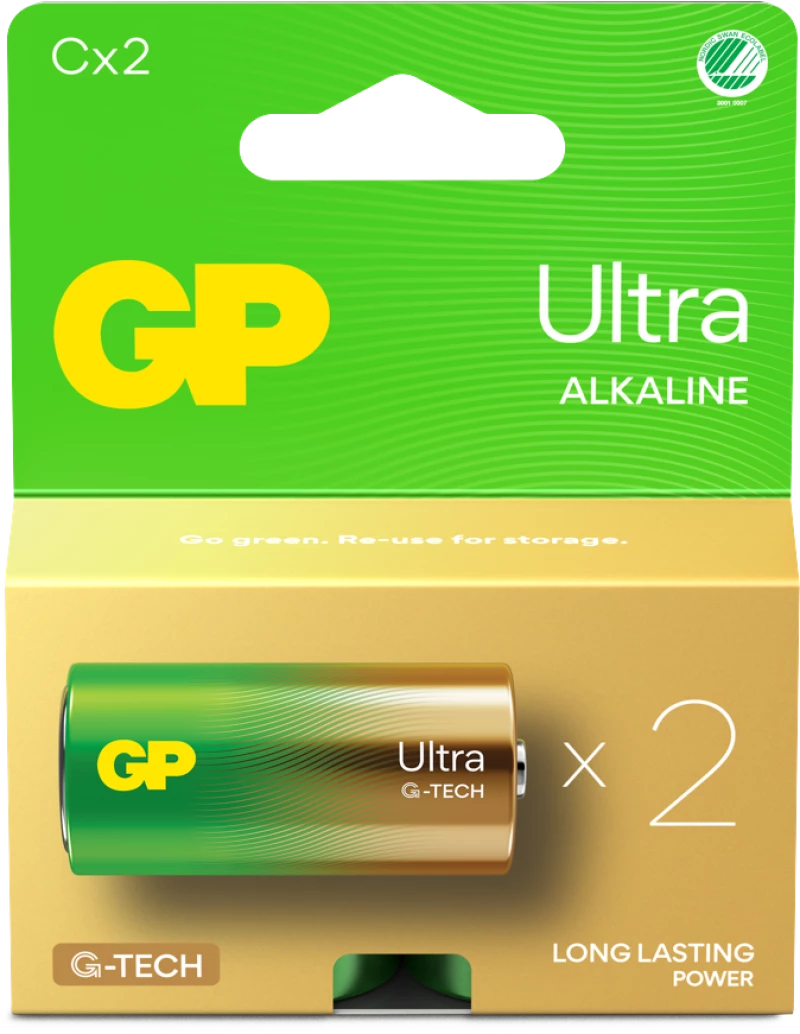GP - Ultra Alkaline C Batteries, 14AU/LR14, 1.5V, 2-Pack / Electronics