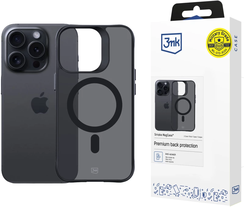3mk Smoke MagCase with MagSafe for iPhone 15 Pro - Semi-transparent