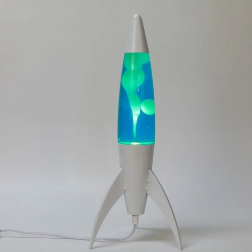 iTotal - Rocket Lava Lamp - White Base, Blue Liquid and White Wax - Blue / Toys