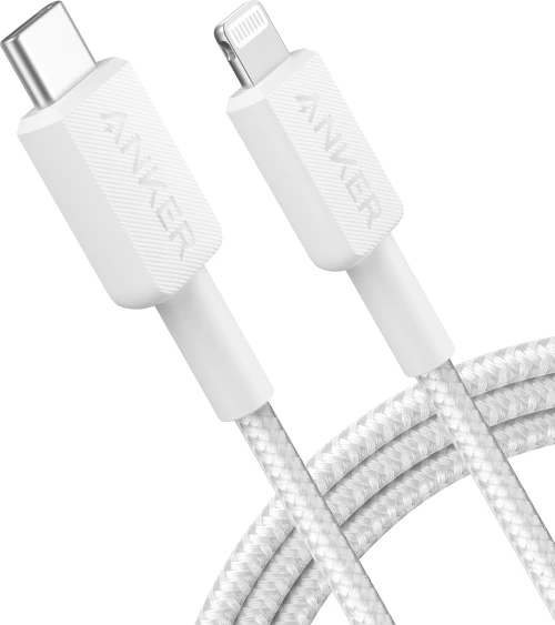 Anker - 322 USB-C to Lightning Cable (6ft Braided) - White / Electronics