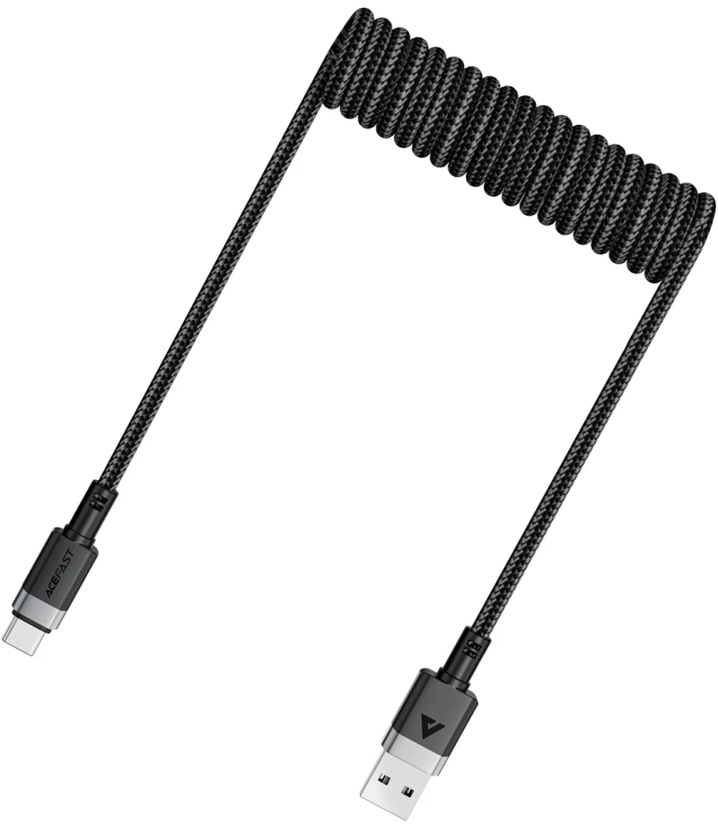 Acefast C14-04 USB-A - USB-C Cable Spring 480Mb/s 3A 1.2m - Black