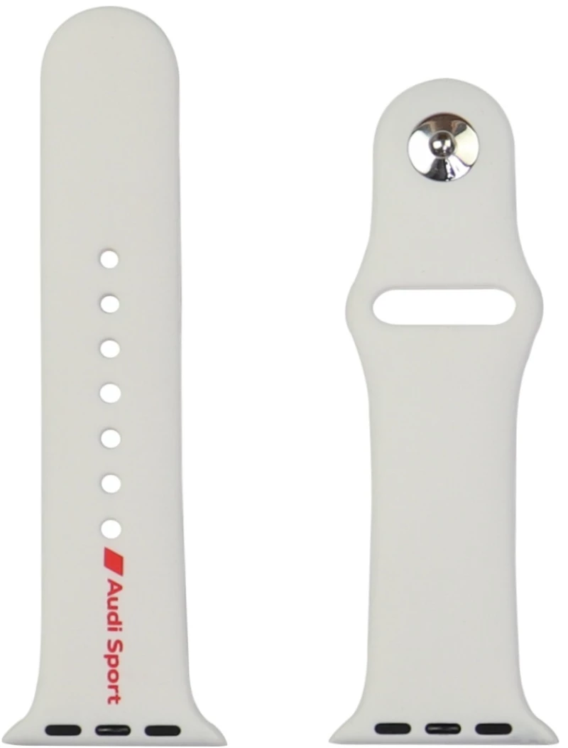 Audi Sport Red Logo Silicone Watch Strap for Apple Watch 40 / 41 / 42 mm - white