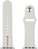 Audi Sport Red Logo Silicone Watch Strap for Apple Watch 40 / 41 / 42 mm - white