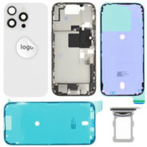 For iPhone/iPad (AP16P0024WPSP-B) Rear Cover (Pulled B) incl. small parts - White, For iPhone 16 Pro