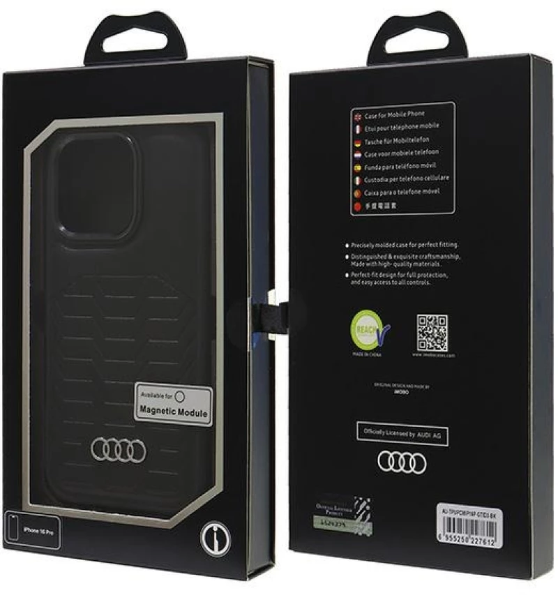 Audi Synthetic Leather MagSafe iPhone 16 Pro 6.3" black/black hardcase AU-TPUPCMIP16P-GT/D3-BK