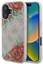 Guess GUHMP16SP4ROPEMCP iPhone 16 6.1" pink/pink hardcase 4G Flowers Print MagSafe